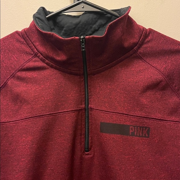 PINK Victoria's Secret Pink Maroon Pullover half zipper size large - Picture 5 of 9